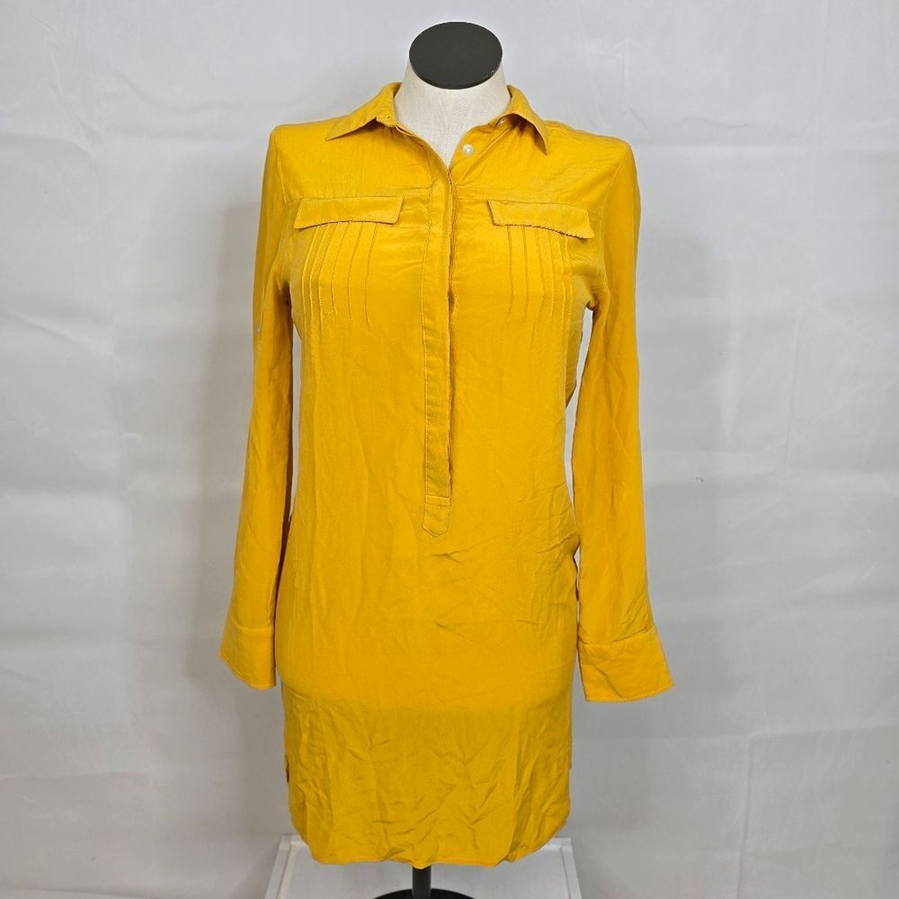 3/$25 Banana Republic Yellow Long Sleeve Button Down Shirt Dress Sz 4